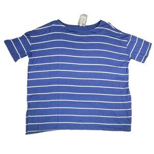 Emerald Nautica Blue & Ivory Stripe Boat Neck Top Womens Large New in Bag